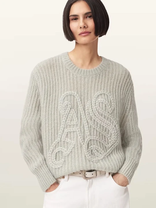 Zdjęcie produktu AllSaints sweter z dodatkiem wełny CHAIN szary