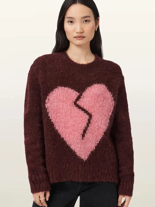 Zdjęcie produktu AllSaints sweter z dodatkiem wełny LUVHEART czerwony