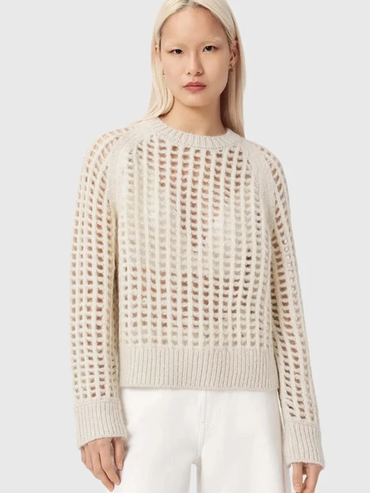 Zdjęcie produktu AllSaints sweter z dodatkiem wełny SUNIVA biały