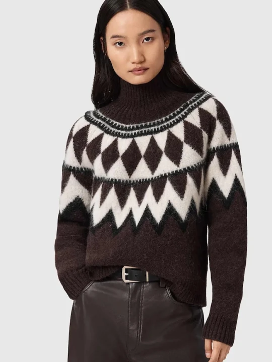 Zdjęcie produktu AllSaints sweter z dodatkiem wełny TARA brązowy