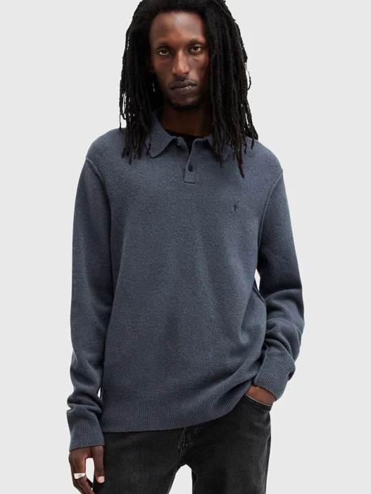 Zdjęcie produktu AllSaints sweter męski z wiskozą STATTEN niebieski