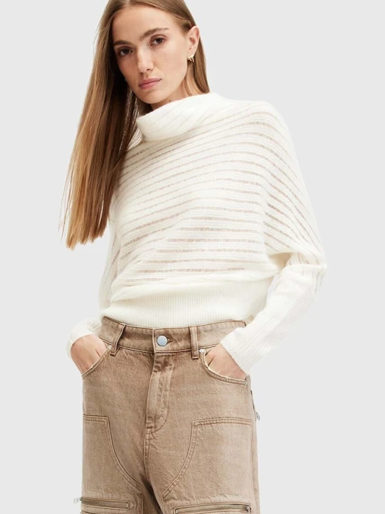 Zdjęcie produktu AllSaints sweter z wełną RIDLEY LADDER biały