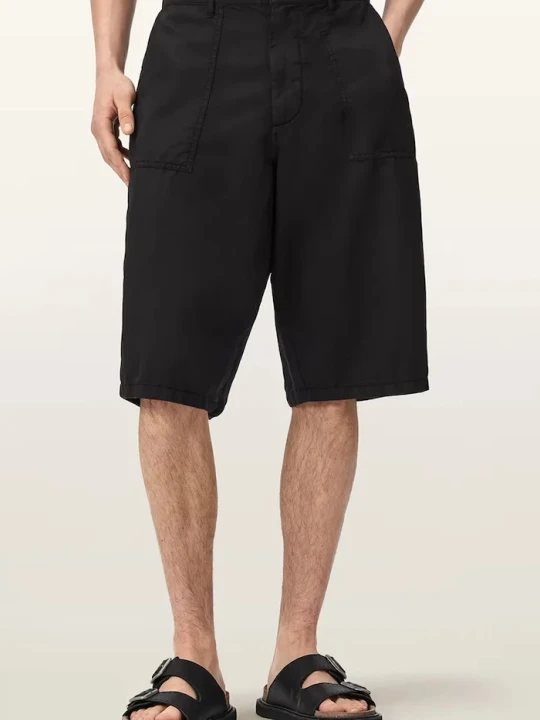 Zdjęcie produktu AllSaints szorty męskie z lnem ECHO czarny