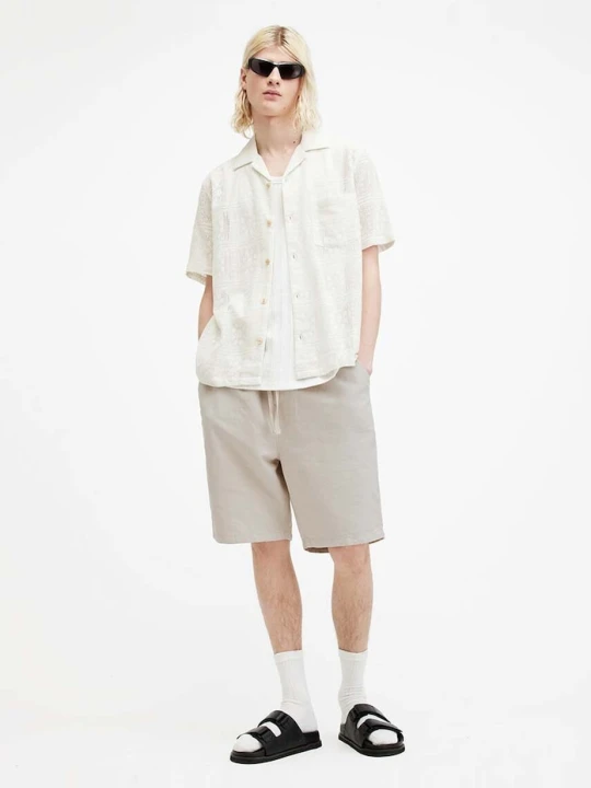 Zdjęcie produktu AllSaints szorty z domieszką lnu HANBURY beżowy