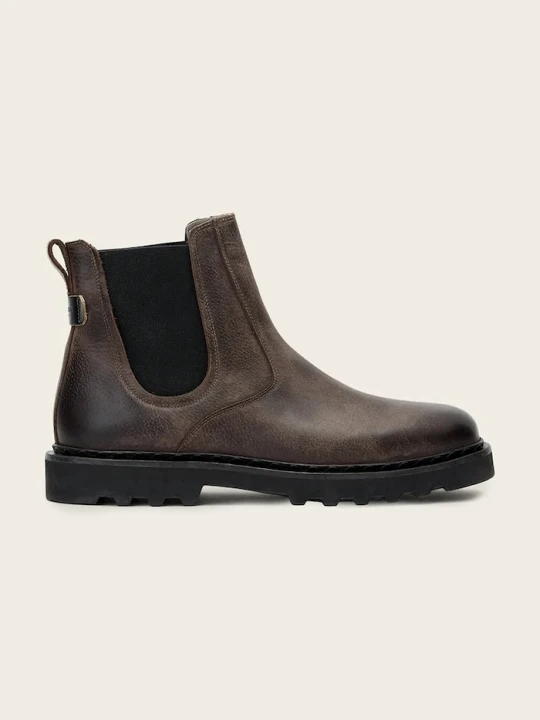 Zdjęcie produktu AllSaints sztyblety męskie skórzane Skiff Chelsea Boot brązowy