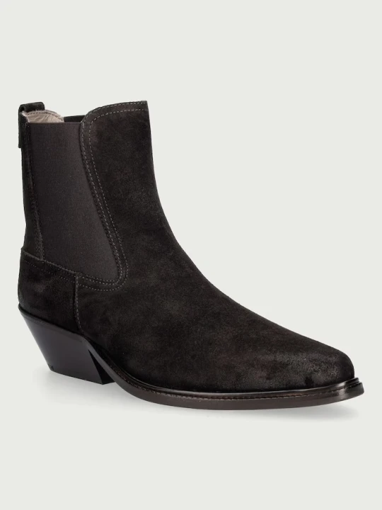 Zdjęcie produktu AllSaints sztyblety na niskim obcasie damskie skórzane Carter Suede Chelsea brązowy