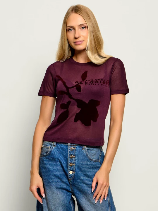 Zdjęcie produktu AllSaints T-shirt Athea Sheer | Slim Fit bordowy