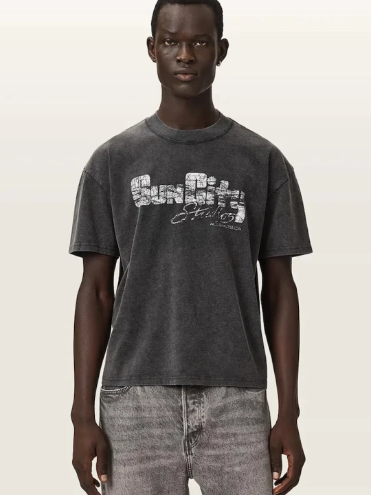 Zdjęcie produktu AllSaints T-shirt basic męski bawełniany SUN czarny