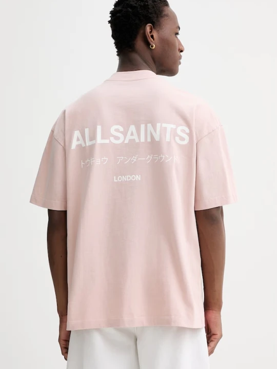 Zdjęcie produktu AllSaints T-shirt oversize męski bawełniany różowy