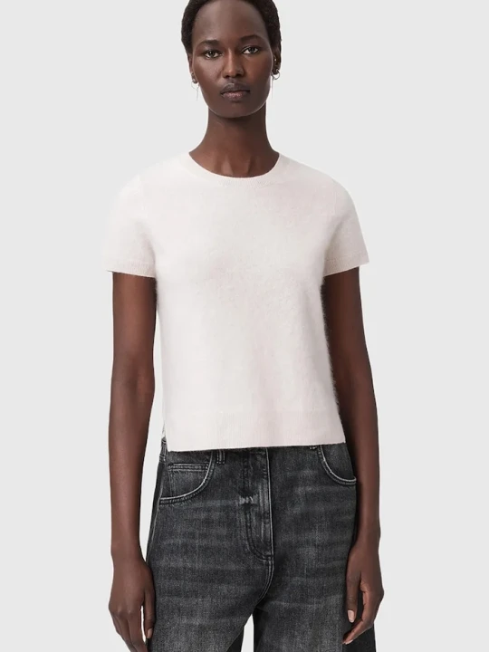 Zdjęcie produktu AllSaints t-shirt kaszmirowy REBEL TEE różowy