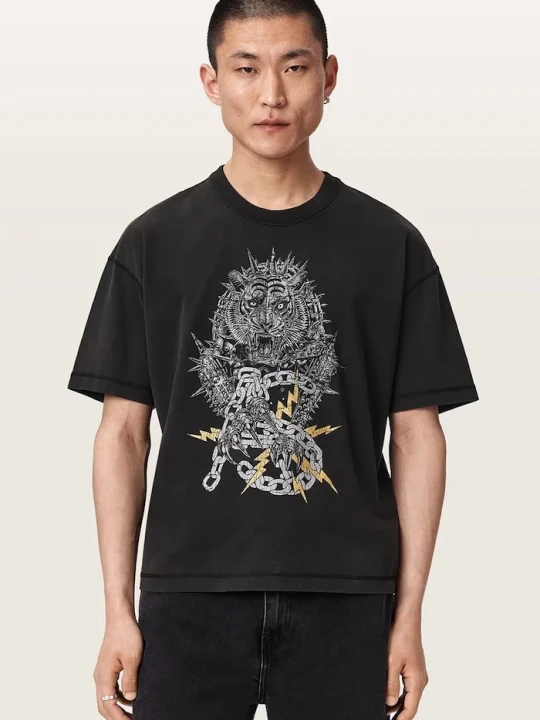 Zdjęcie produktu AllSaints T-shirt męski bawełniany IRON TIGER czarny