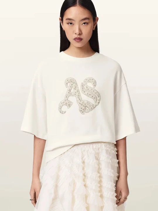 Zdjęcie produktu AllSaints T-shirt oversize damski bawełniany ICON biały