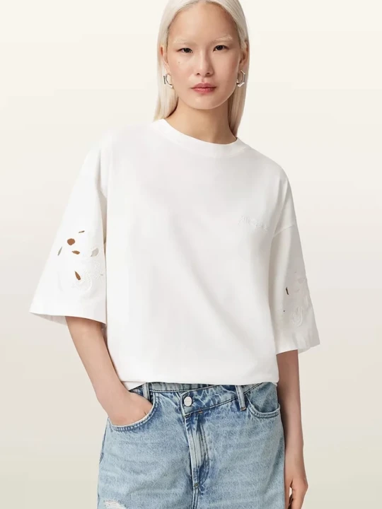 Zdjęcie produktu AllSaints T-shirt oversize damski bawełniany LOLA biały