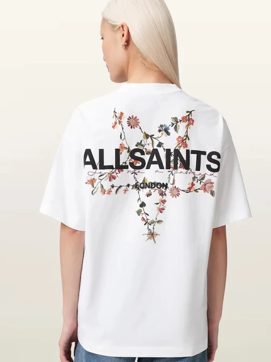 Zdjęcie produktu AllSaints T-shirt oversize damski bawełniany PENTACLE biały