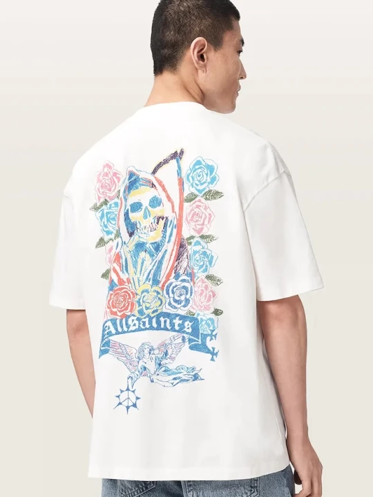 Zdjęcie produktu AllSaints T-shirt oversize męski bawełniany CRAY beżowy