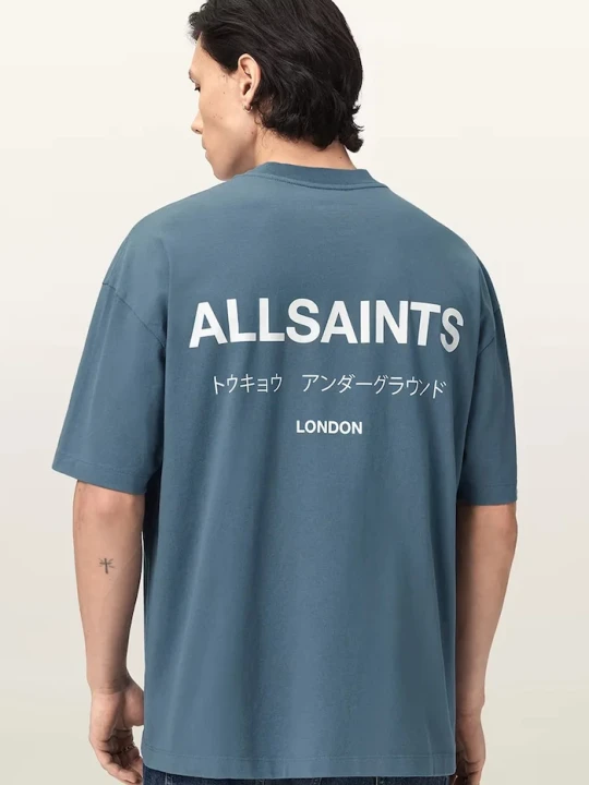 Zdjęcie produktu AllSaints T-shirt oversize męski bawełniany MINA niebieski