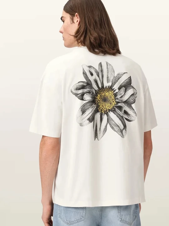 Zdjęcie produktu AllSaints T-shirt oversize męski bawełniany PETALS biały