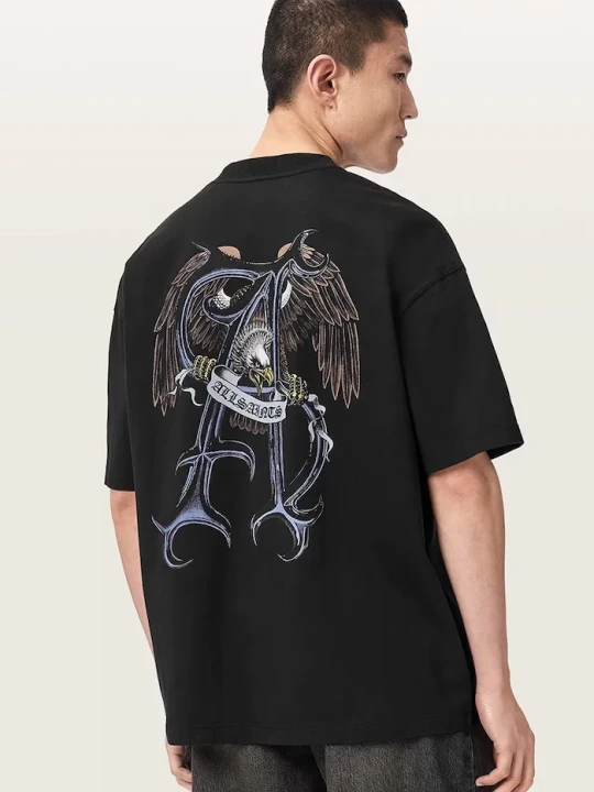 Zdjęcie produktu AllSaints T-shirt oversize męski bawełniany RAPTOUR czarny