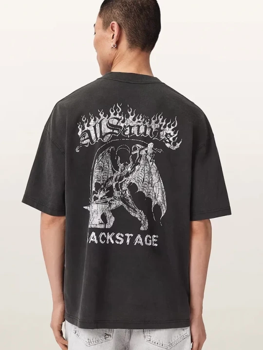 Zdjęcie produktu AllSaints T-shirt oversize męski bawełniany REPEAT czarny