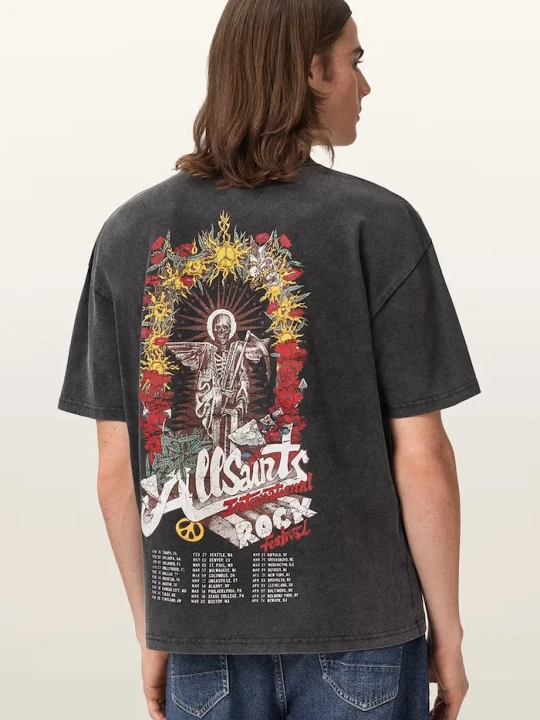 Zdjęcie produktu AllSaints T-shirt oversize męski bawełniany ROQUE czarny