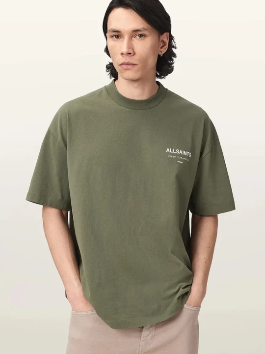 Zdjęcie produktu AllSaints T-shirt oversize męski bawełniany zielony
