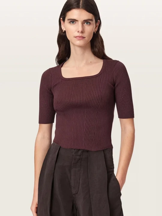 Zdjęcie produktu AllSaints T-shirt swetrowy damski z wiskozą CRUZ HALLY TOP czerwony