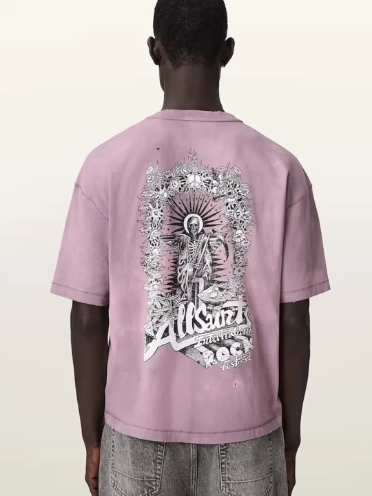 Zdjęcie produktu AllSaints T-shirt swetrowy męski bawełniany z elastanem AVALON różowy