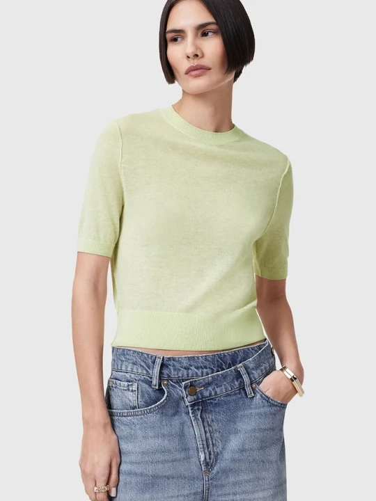 Zdjęcie produktu AllSaints t-shirt wełniana ELSIE zielony