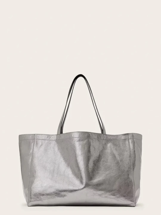 Zdjęcie produktu AllSaints torebka shopper damska skórzana ROSALIE srebrny