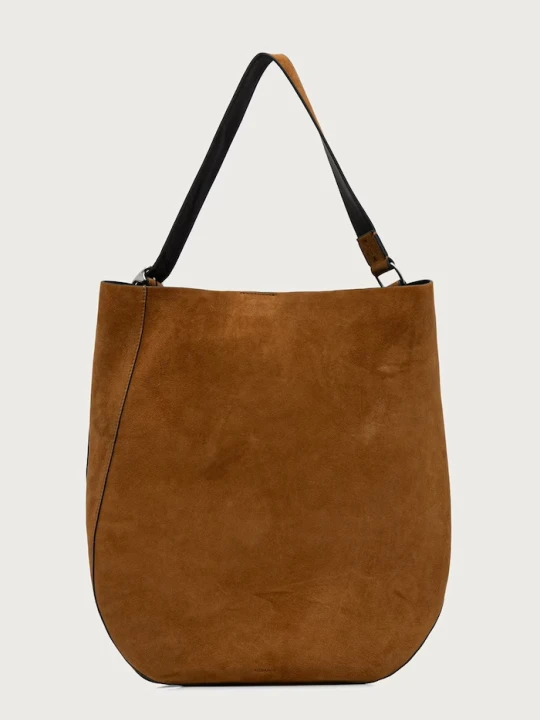 Zdjęcie produktu AllSaints torebka shopper damska zamszowa ESME brązowy
