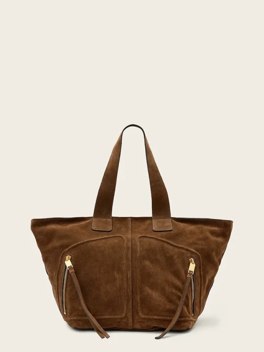 Zdjęcie produktu AllSaints torebka shopper damska zamszowa JEAN brązowy