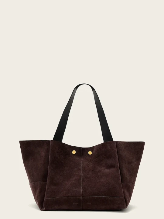 Zdjęcie produktu AllSaints torebka shopper damska zamszowa ROSALIE brązowy