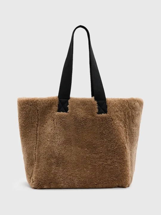 Zdjęcie produktu AllSaints torebka skórzana dwustronna IZZY SHEARLING brązowy