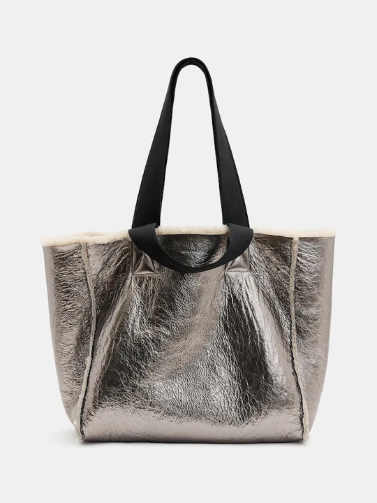 Zdjęcie produktu AllSaints torebka skórzana dwustronna IZZY SHEARLING brązowy
