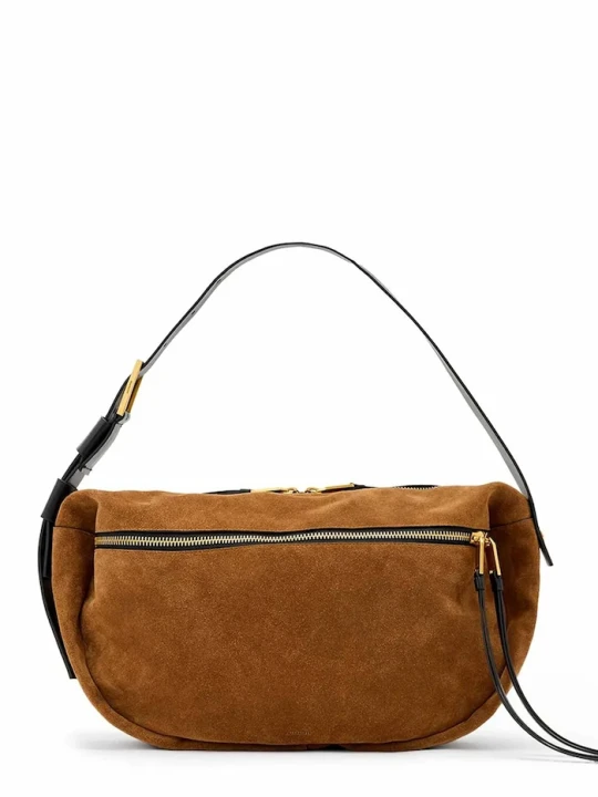 Zdjęcie produktu AllSaints torebka zamszowa brązowy