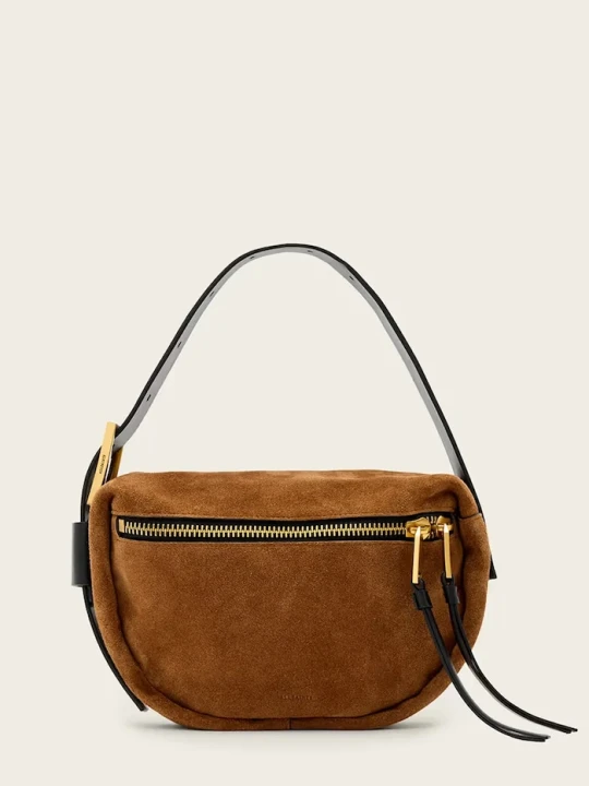 Zdjęcie produktu AllSaints torebka zamszowa brązowy