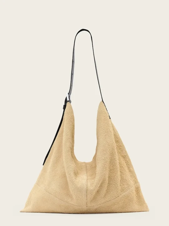 Zdjęcie produktu AllSaints torebka hobo damska zamszowa ASHA beżowy