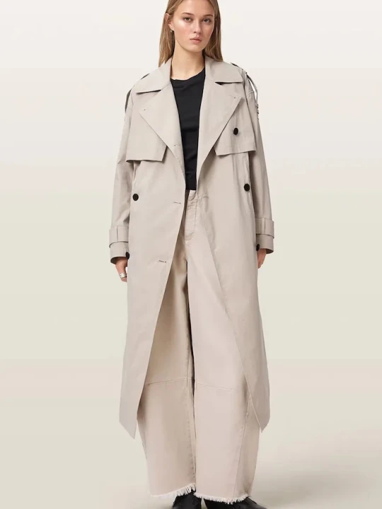 Zdjęcie produktu AllSaints trencz damski z bawełną LINNIE LIB beżowy