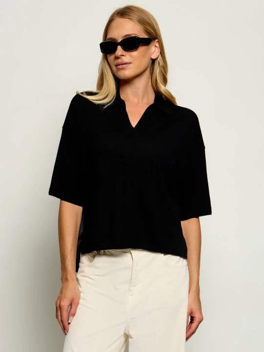 Zdjęcie produktu AllSaints Wełniane polo Bern | Relaxed fit czarny