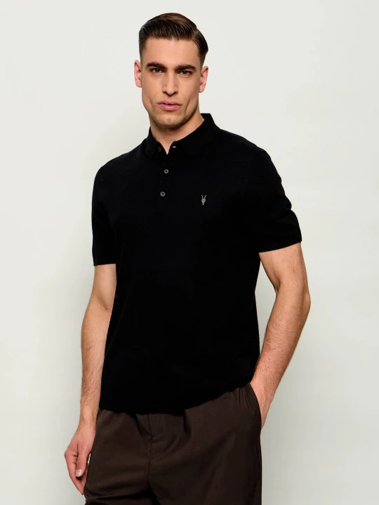 Zdjęcie produktu AllSaints Wełniane polo Ramskull | Slim Fit czarny