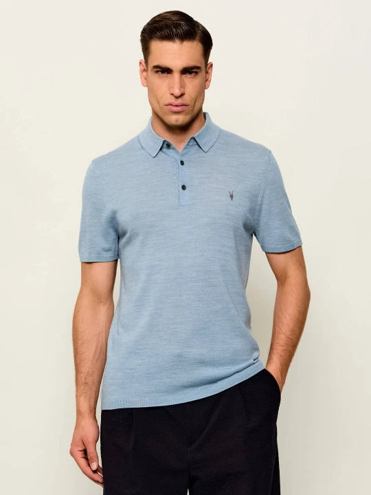 Zdjęcie produktu AllSaints Wełniane polo Ramskull | Slim Fit niebieski