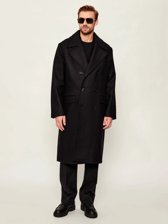 Zdjęcie produktu AllSaints Wełniany płaszcz CURRAN czarny