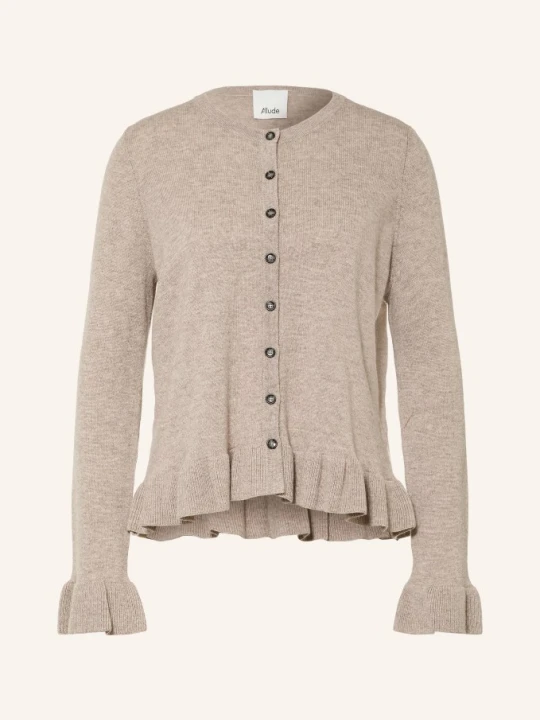 Zdjęcie produktu Allude Kardigan Z Kaszmiru Z Falbanami beige