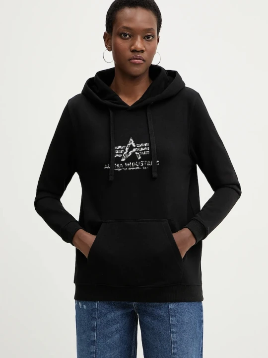 Zdjęcie produktu Alpha Industries bluza Basic Hoodie BL Mirror Leo W czarny
