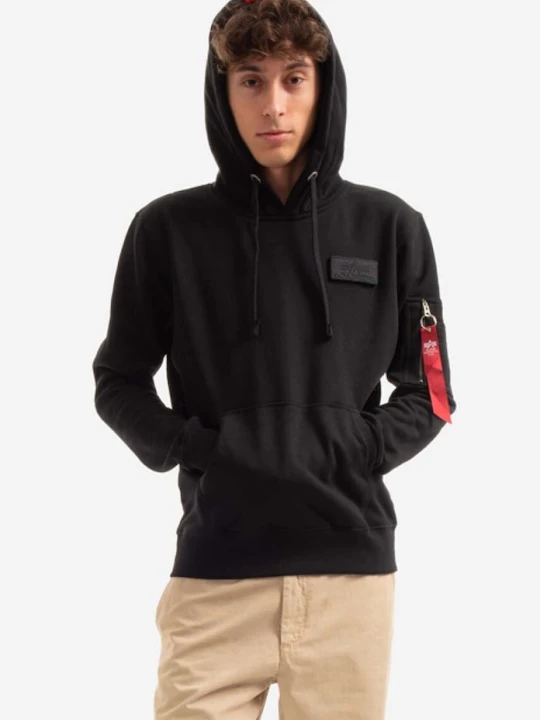 Zdjęcie produktu Alpha Industries bluza z kapturem męska z bawełną czarny