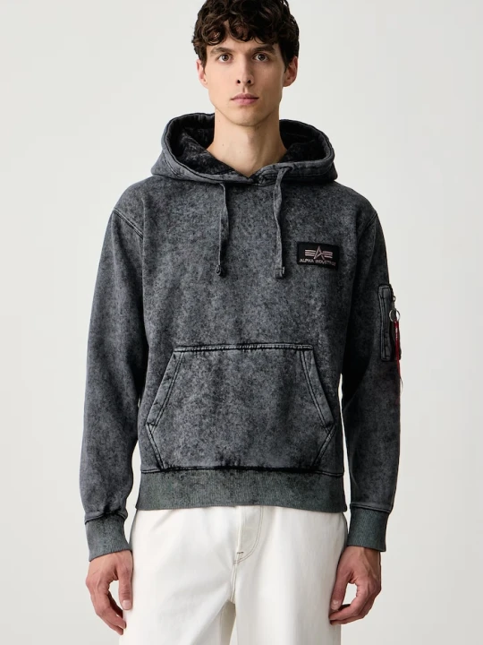 Zdjęcie produktu Alpha Industries bluza z kapturem męska z bawełną Backprint Vintage szary