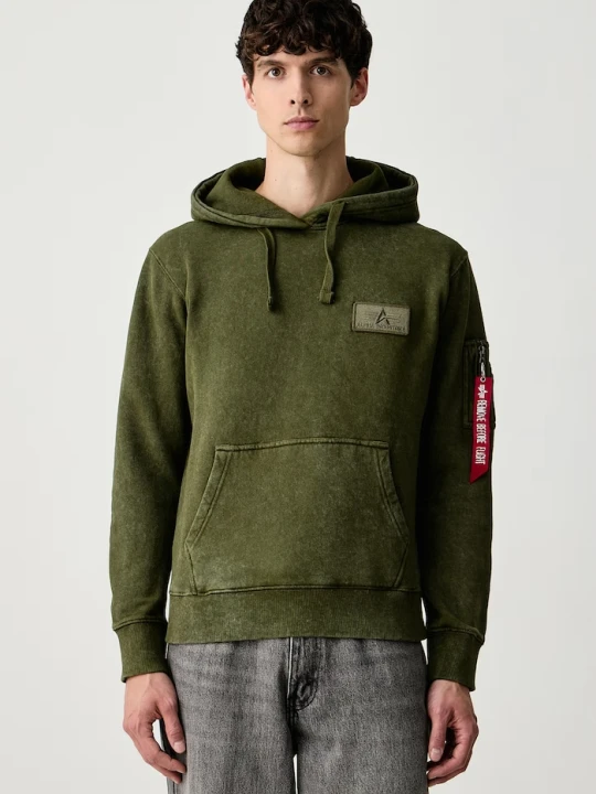 Zdjęcie produktu Alpha Industries bluza z kapturem męska z bawełną Backprint Vintage zielony
