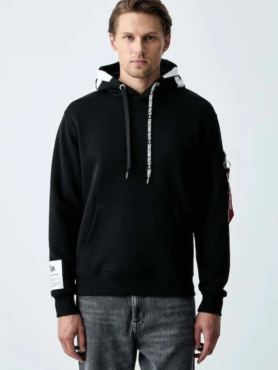 Zdjęcie produktu Alpha Industries bluza z kapturem męska z bawełną czarny