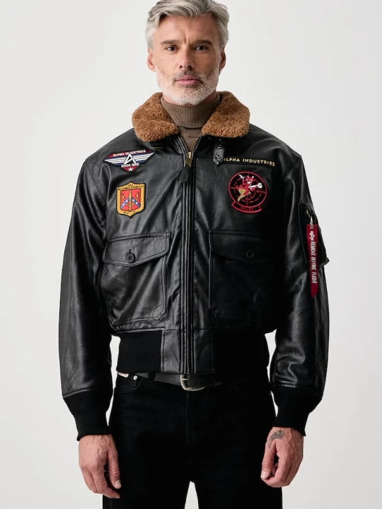 Zdjęcie produktu Alpha Industries kurtka męska z imitacji skóry G-1 Devils Brigade Faux Leather Bomber czarny