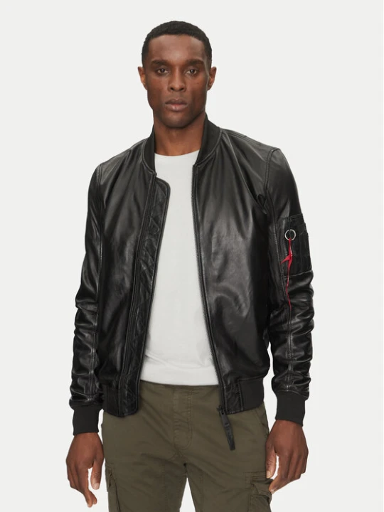 Zdjęcie produktu Alpha Industries Kurtka skórzana Ma-1 156141 Czarny Slim Fit